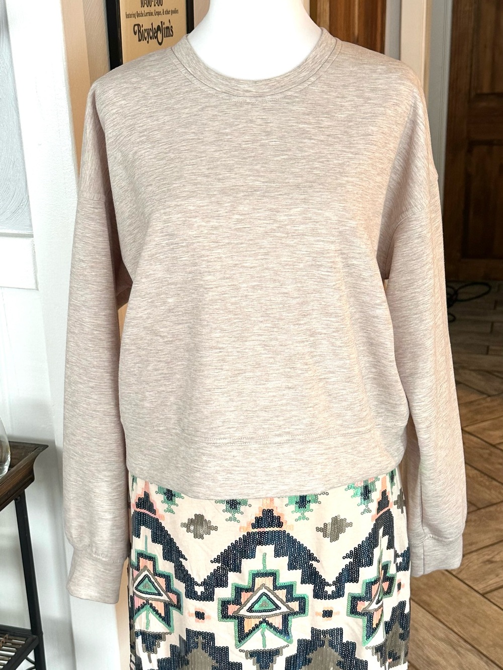 Yogalicious Scuba Tranquility Pullover Sweatshirt Beige Crewneck Athleisure